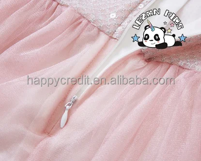 LEZONKIDS - Chegada Nova Personalizável Vestido de Criança com Manga Bufante e Lantejoulas para Festa de Tule e Mesh para Meninas de 2-14T